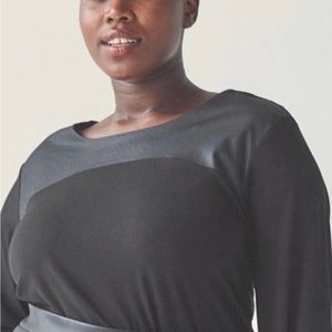 Universal standard Petite faux leather accent black top M